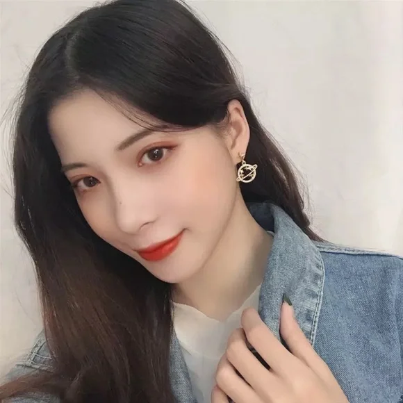 Crystal Planet Saturn and Gold Stars Dangle Earrings - Picture 4 of 16